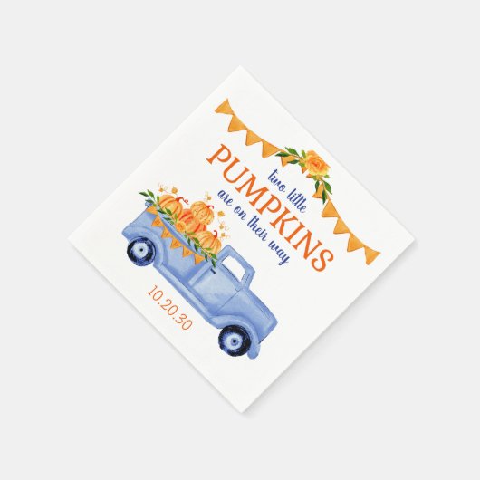 Little Pumpkin Twin Boy Baby Shower Napkins Serviette (Ecke)