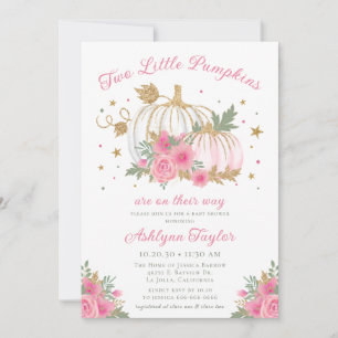 Little Pumpkin Twin Girl Baby Shower Einladung