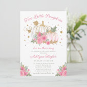 Little Pumpkin Twin Girl Baby Sprinkle Einladung (Stehend Vorderseite)