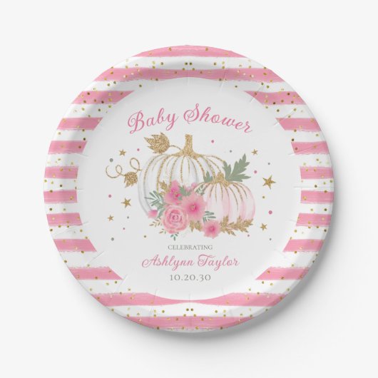 Little Pumpkin Twin Girl Babydusche Pappteller (Vorderseite)