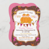 Little Pumpkin Twin Girls Herbstlaubs Kinderdusche Einladung (Vorne/Hinten)