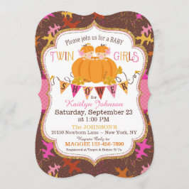Little Pumpkin Twin Girls Herbstlaubs Kinderdusche Einladung
