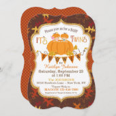 Little Pumpkin Twins Herbstlaubs Kinderdusche Einladung (Vorne/Hinten)