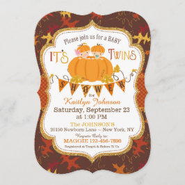 Little Pumpkin Twins Herbstlaubs Kinderdusche Einladung
