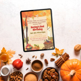 Little Pumpkin Two, Fall Watercolor Birthday Einladung