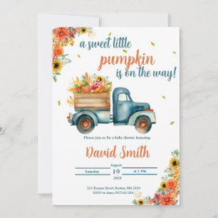 Little Pumpkin Vintag Blue Truck & Fall Floral Einladung