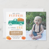 Little Pumpkin Vintag Truck Boy's Erster Geburtsta Einladung (Vorderseite)