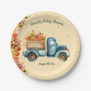 Little Pumpkin Vintag Truck Sonnenblumenfallen The Pappteller