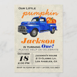 Little Pumpkin Vintage Car Boy Geburtstag Einladun Einladung