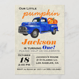 Little Pumpkin Vintage Car Boy Geburtstag Einladun Einladung