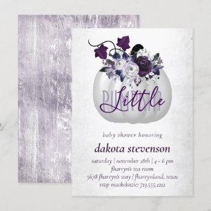 Little Pumpkin   Violet Lila Floral Baby Dusche Einladung