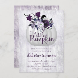 Little Pumpkin | Violet Lila Rustikale Babydusche Einladung