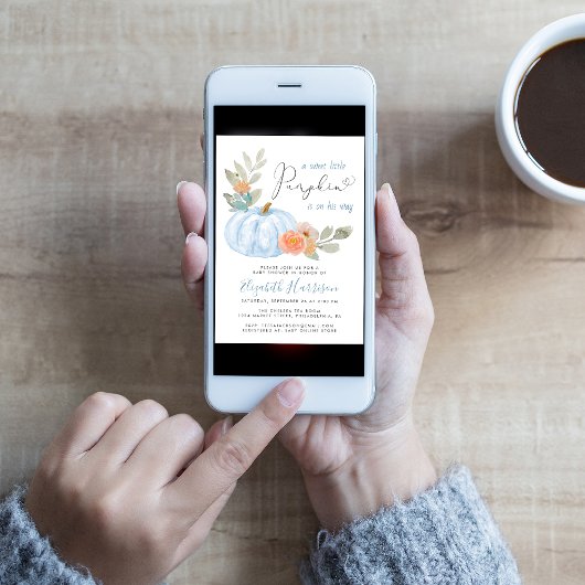 Little Pumpkin Watercolor Baby Boy Dusche Einladung