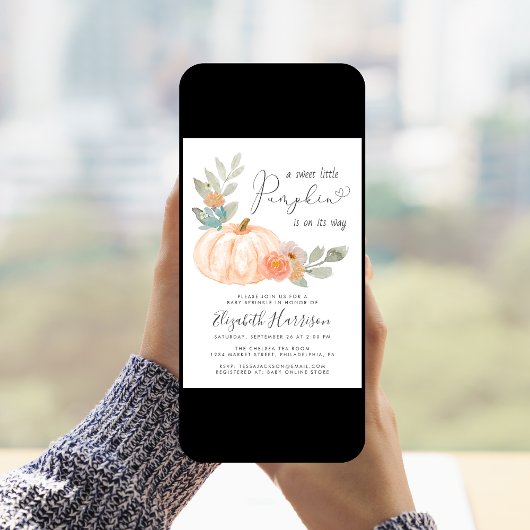 Little Pumpkin Watercolor Baby Sprinkle Einladung