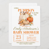 Little Pumpkin Watercolor Babydusche Einladung (Vorne/Hinten)