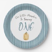 Little Pumpkin Watercolor Blue Birthday Party Pappteller (Vorderseite)