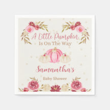 Little Pumpkin Watercolor Burgundy Floral Napkins