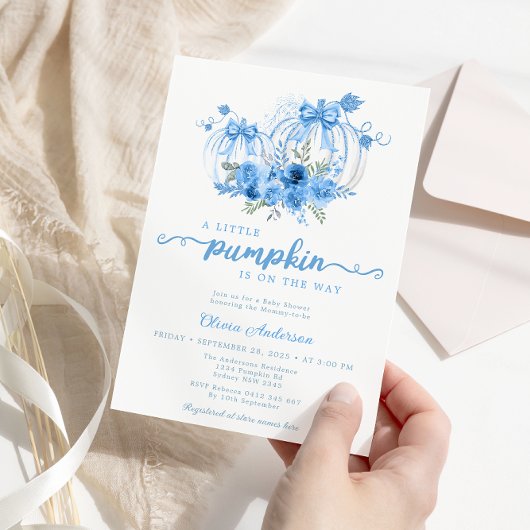 Little Pumpkin Watercolor Fall Babydusche Einladung