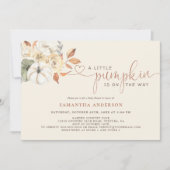 Little Pumpkin Watercolor Fall Floral Baby Dusche Einladung (Vorderseite)