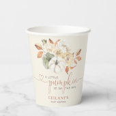 Little Pumpkin Watercolor Floral Baby Dusche Pappbecher (Rückseite)