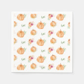 Little Pumpkin Watercolor Floral Baby Dusche Serviette (Vorderseite)