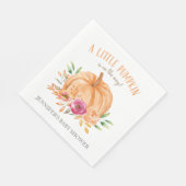 Little Pumpkin Watercolor Floral Baby Dusche Serviette (Ecke)