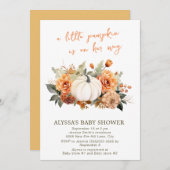 Little Pumpkin Watercolor Floral Girl Babydusche Einladung (Vorne/Hinten)