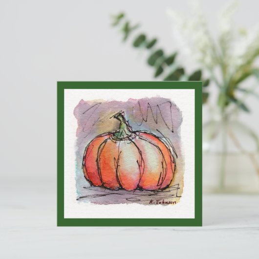 Little Pumpkin Watercolor Grußkarte Karte (Stehend Vorderseite)