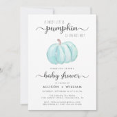 Little Pumpkin Watercolor Paare Baby Boy Dusche Einladung (Vorderseite)