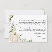 Little Pumpkin White Fall Baby Dusche Dankeskarte (Rückseite)