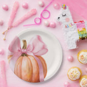 Little Pumpkin with Pink Bow - Babydusche Pappteller (Party)