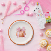 Little Pumpkin with Pink Bow - Babydusche Pappteller (Party)