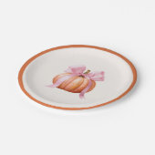 Little Pumpkin with Pink Bow - Babydusche Pappteller (Schrägansicht)