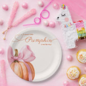 Little Pumpkin with Pink Bow - Babydusche Pappteller (Party)