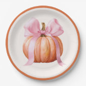 Little Pumpkin with Pink Bow - Babydusche Pappteller (Vorderseite)