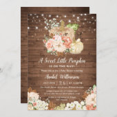 Little Pumpkin Wood String Lights Fall Baby Dusche Einladung (Vorne/Hinten)