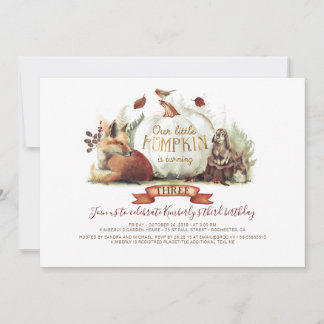 Little Pumpkin Woodland Tiere fallen Geburtstag Einladung