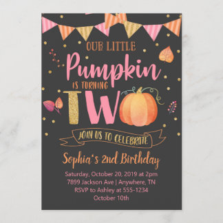 Little Pumpkin ZWEI 2. Geburtstag Einladung