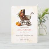 Little Pumpkins Baby Carriage Baby Shooter Einladung (Stehend Vorderseite)