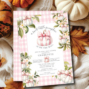 Little Pumpkin's Pink Gingham Baby Shower Einladung