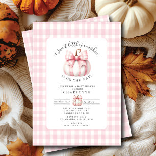 Little Pumpkin's Pink Gingham Baby Shower Einladung