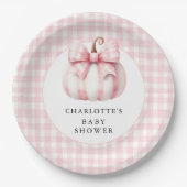 Little Pumpkin's Pink Gingham Pappteller (Vorderseite)