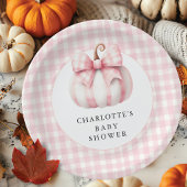 Little Pumpkin's Pink Gingham Pappteller