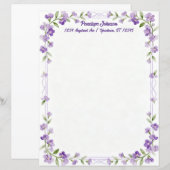 Little Purple Flowers on a Frame Stationery Paper (Vorne/Hinten)