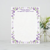 Little Purple Flowers on a Frame Stationery Paper (Stehend Vorderseite)