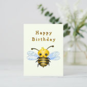 Little Queen Bee Birthday Card Postkarte (Stehend Vorderseite)