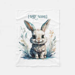 Little Rabbit Blue Personalisiert Fleecedecke
