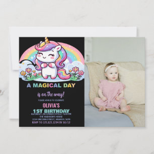 Little Rainbow Unicorn Birthday Einladungen Foto