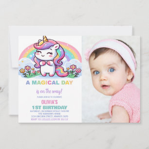 Little Rainbow Unicorn Birthday Einladungen Foto