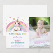 Little Rainbow Unicorn Birthday Einladungen Foto (Vorne/Hinten)